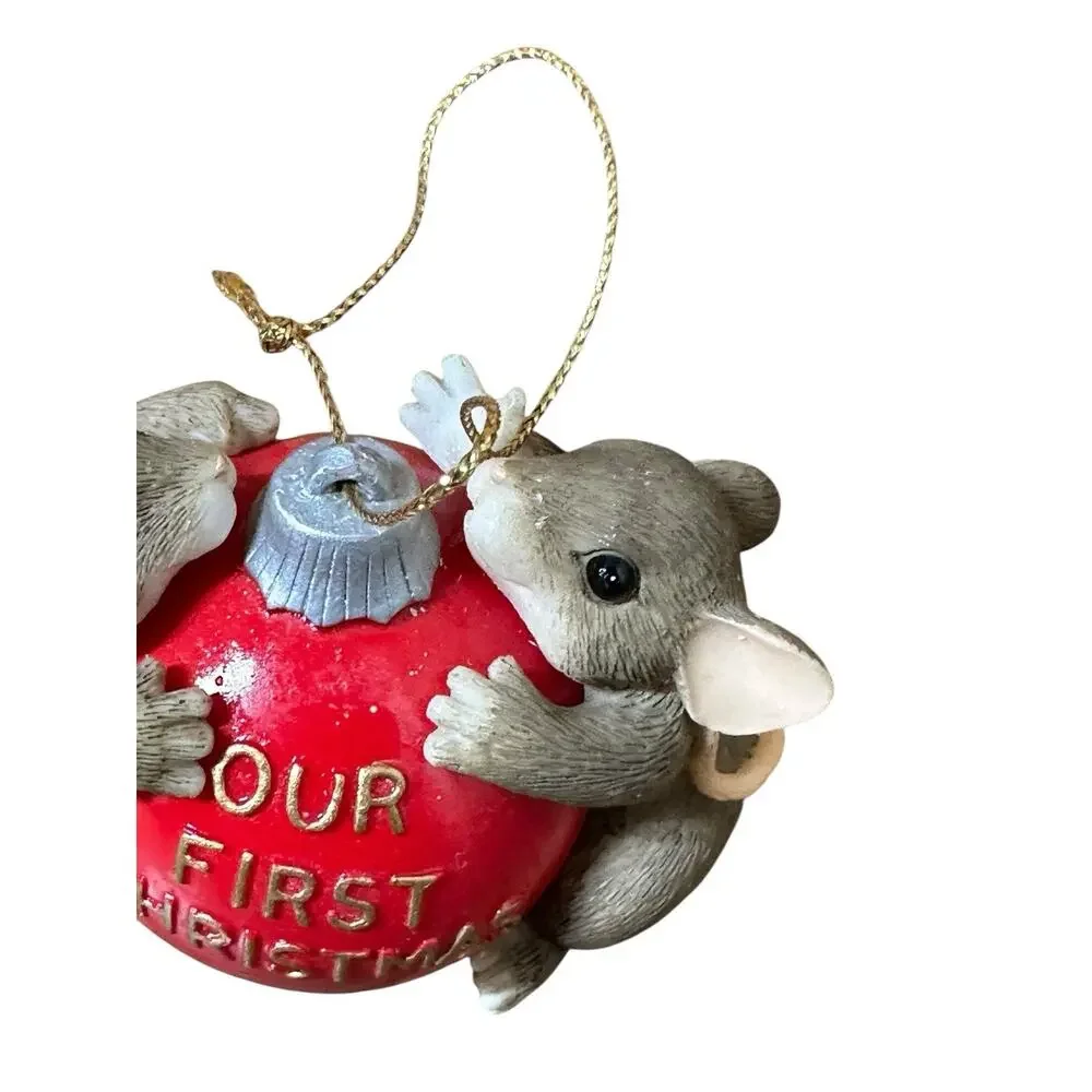 CHARMING TAILS Our First Christmas Ball With You Limited Edition Mice Vtg‎ 90s
